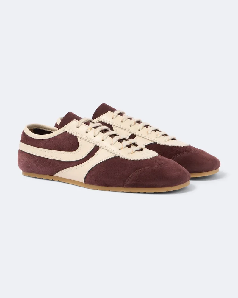 Dries van Noten Sneakers aus Veloursleder mit Leder Violett