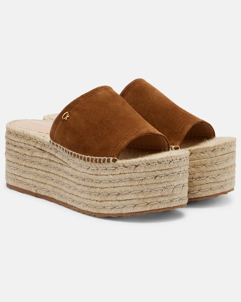 Gianvito Rossi Espadrille-Pantoletten aus Veloursleder Braun