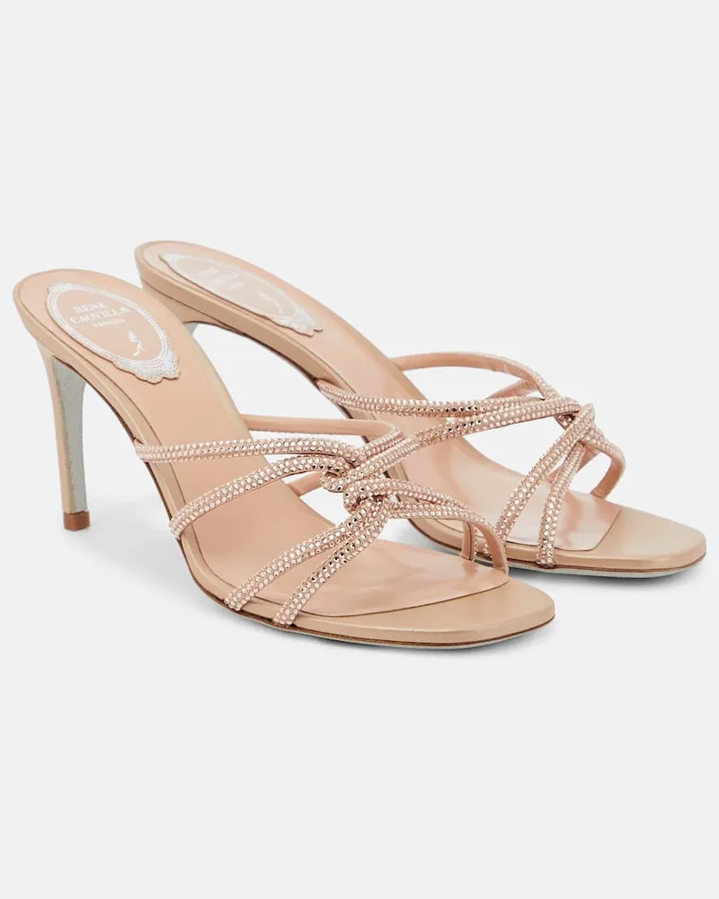 René Caovilla Sandalen aus Veloursleder Beige