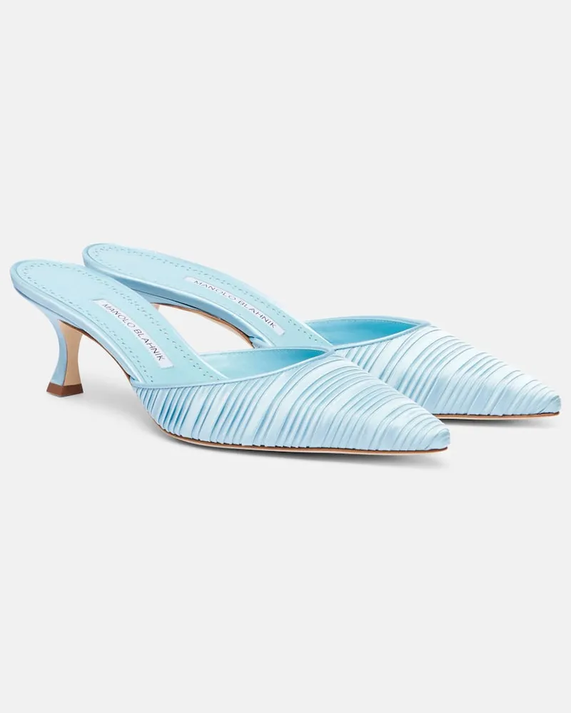Manolo Blahnik Mules Carolyne 50 aus Satin Blau