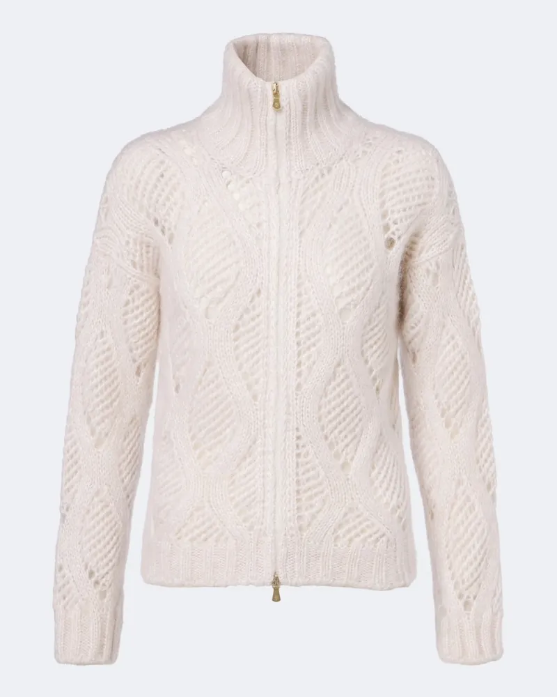 Eleventy Cardigan aus Mohair und Seide Weiß
