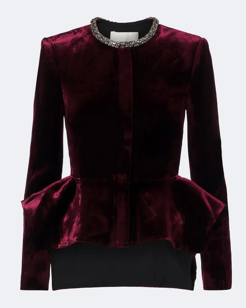 Roland Mouret Verzierter Blazer aus Samt Burgunderrot
