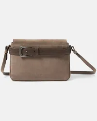 Brunello Cucinelli Schultertasche Mini aus Veloursleder Nude