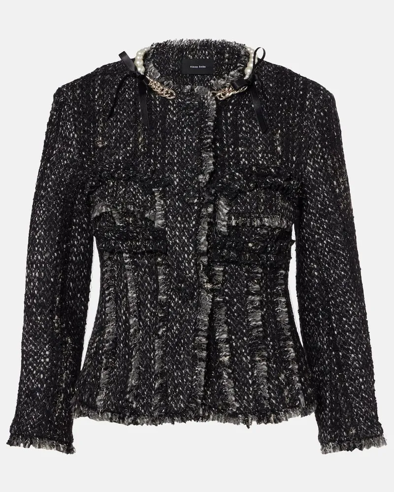 Simone Rocha Verzierte Jacke aus Tweed Schwarz