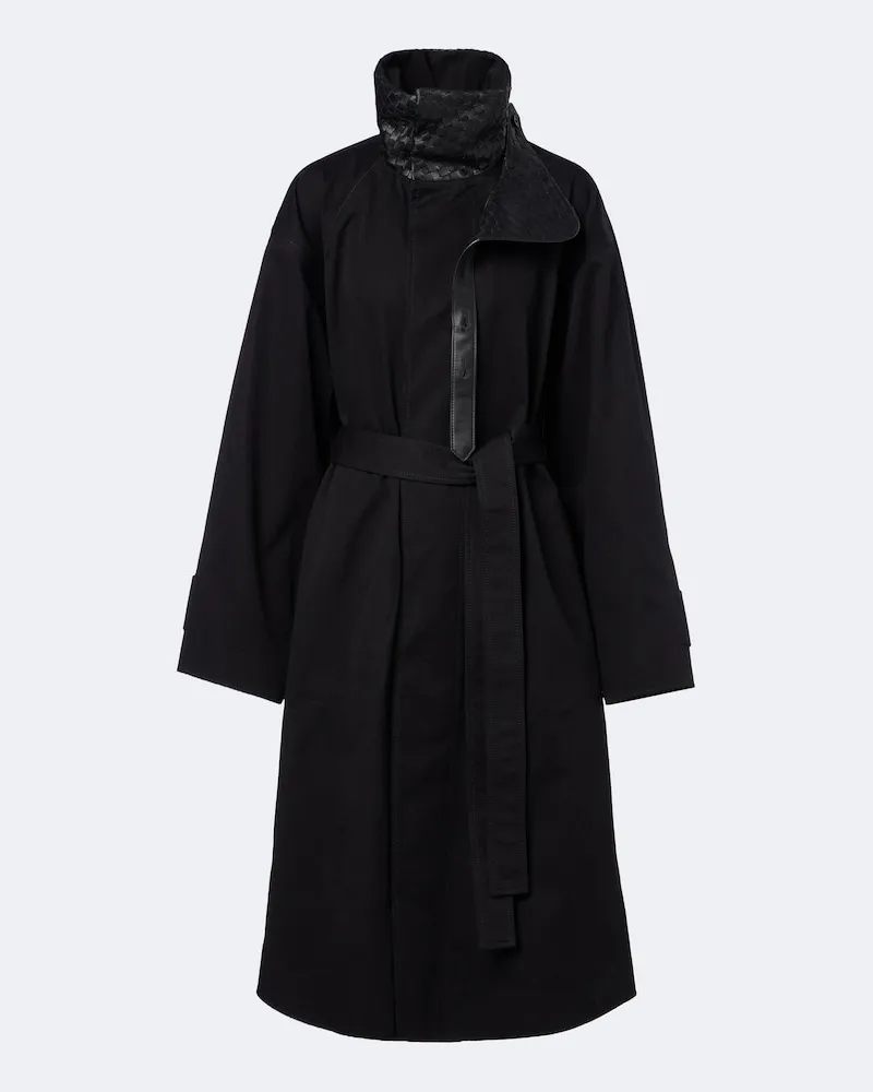 Bottega Veneta Trenchcoat Intrecciato aus Baumwolle Schwarz