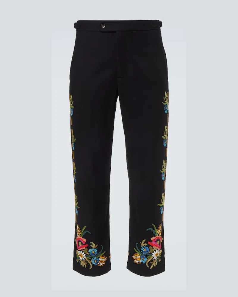 BODE Gerade Hose Beaded Aquitaine aus Wolle Schwarz