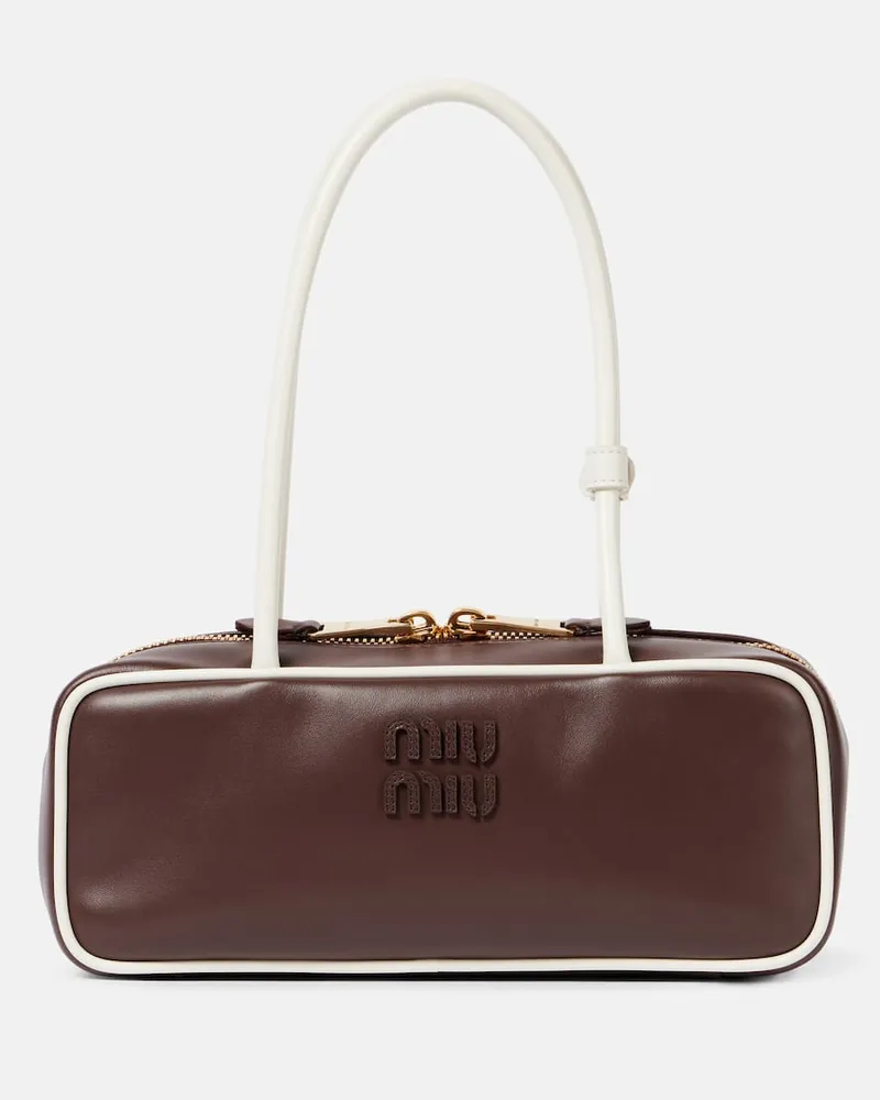Miu Miu Schultertasche Beau aus Leder Braun