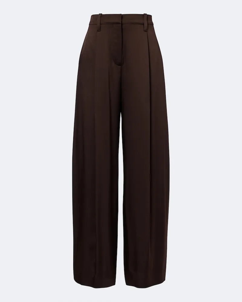 Brunello Cucinelli Weite Hose Monili aus Seide Braun