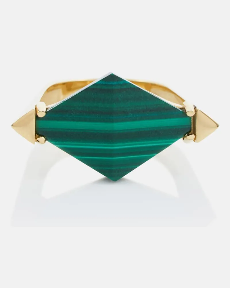Aliita Ring Deco Rombo aus 9kt Gelbgold mit Malachit Grün