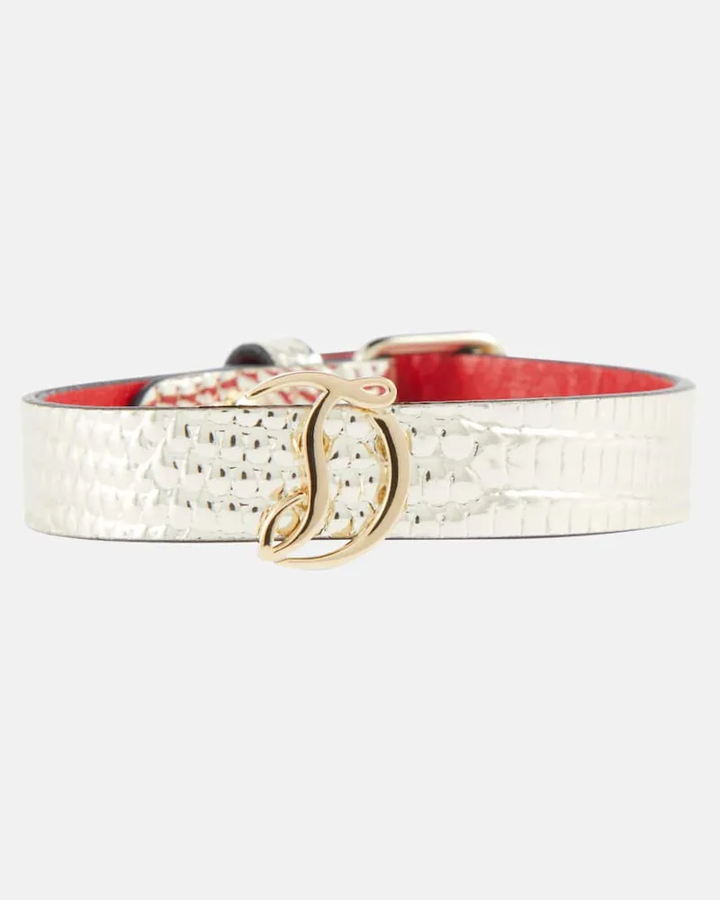Christian Louboutin Armband Loubilink aus Leder Silber