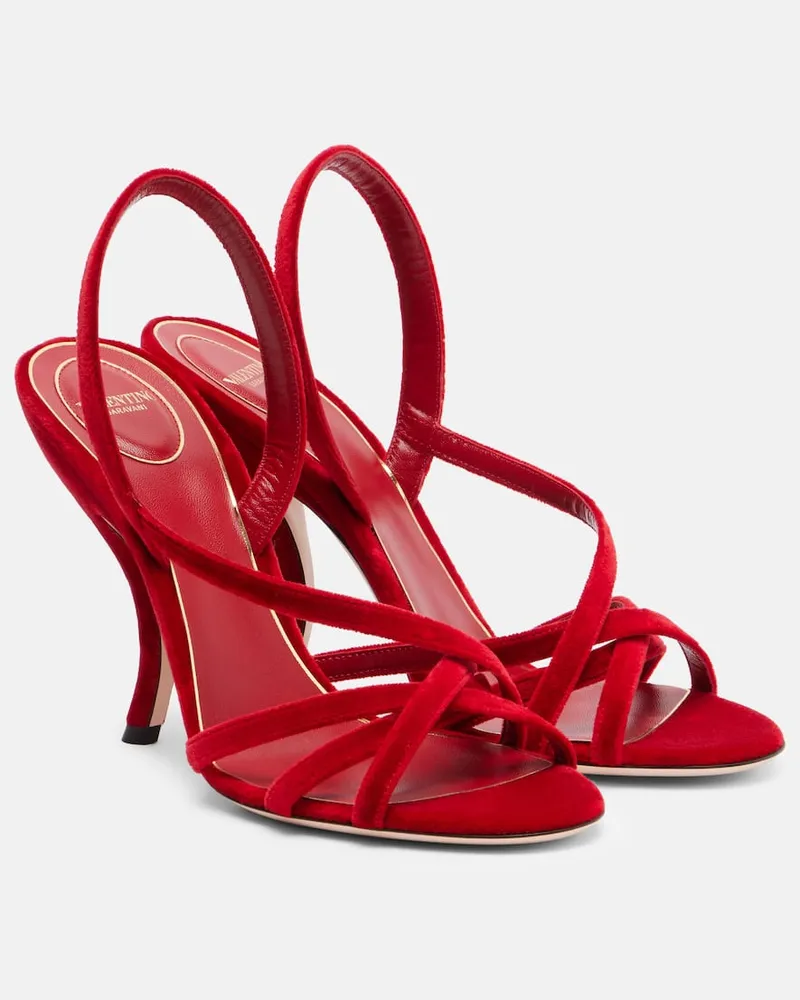 Valentino Garavani Sandalen Fetishique 105 aus Samt Rot
