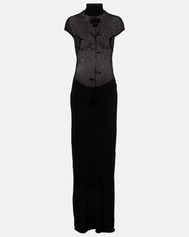 Jean Paul Gaultier Maxikleid aus Samt und Jersey Schwarz