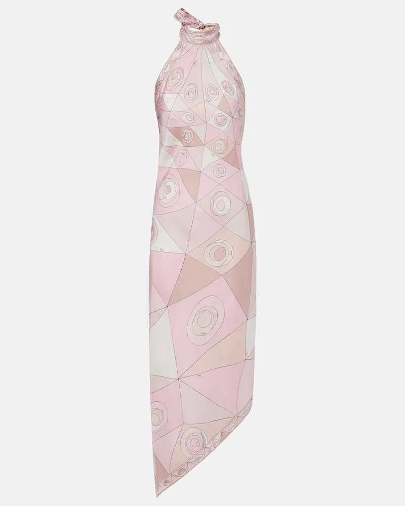 Emilio Pucci Maxikleid Occhi aus Seiden-Twill Rosa