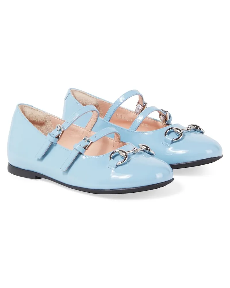 Gucci Ballerinas Horsebit aus Lackleder Blau