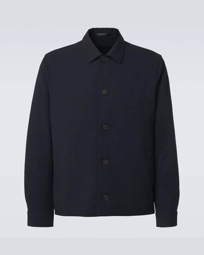 Sunspel Collegejacke aus einem Wollgemisch Blau