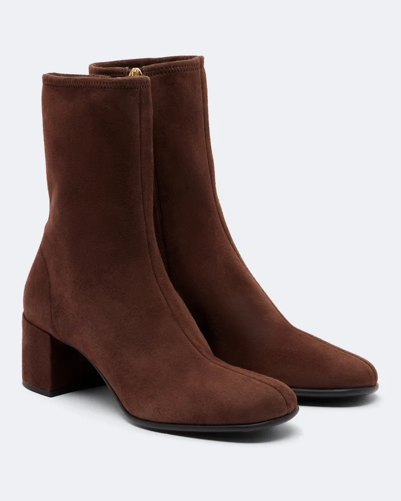 Prada Ankle Boots aus Veloursleder Braun