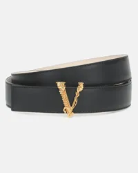 Versace Guertel Virtus aus Leder Schwarz