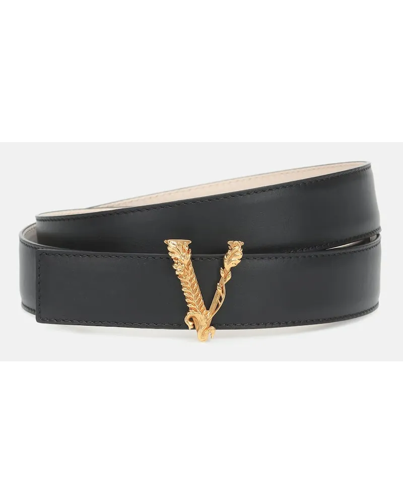 Versace Guertel Virtus aus Leder Schwarz