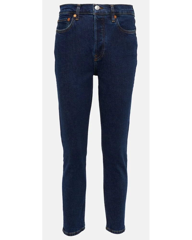 RE/DONE High-Rise Cropped Skinny Jeans ‘90s Blau