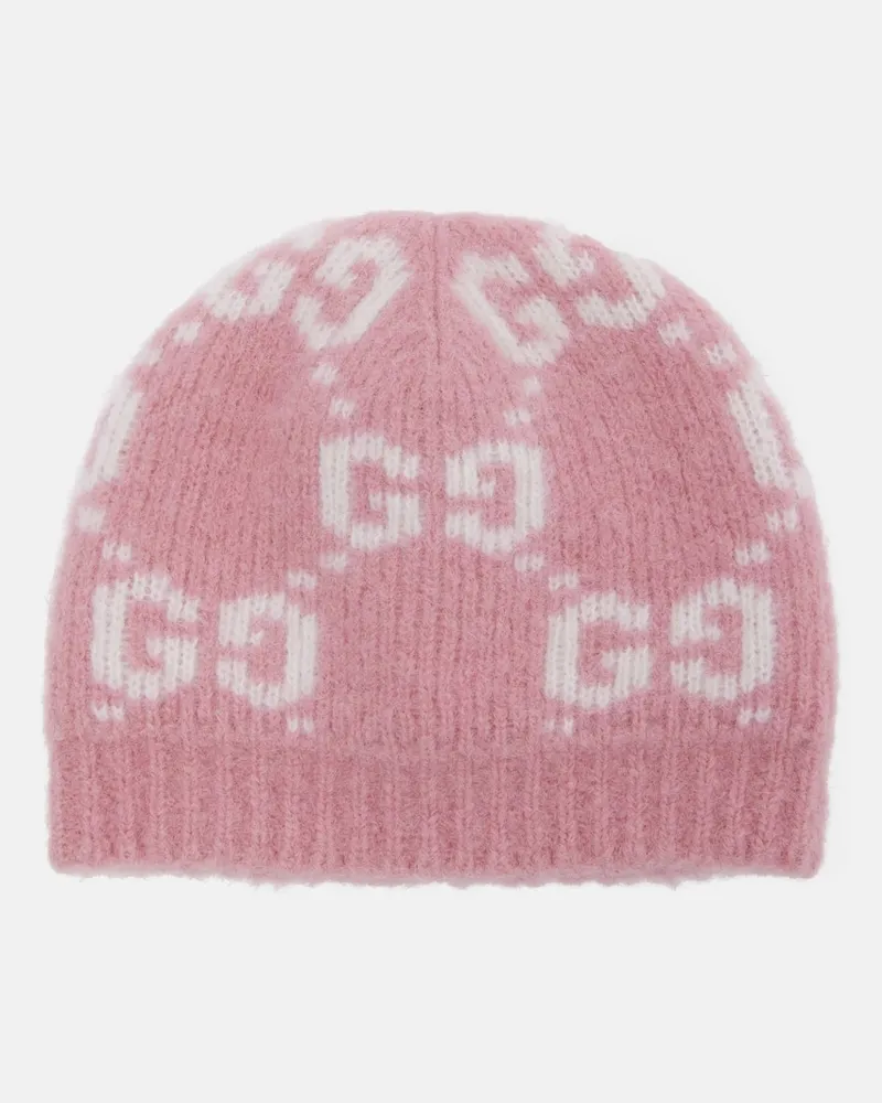 Gucci Mütze GG aus einem Alpakawollgemisch Rosa