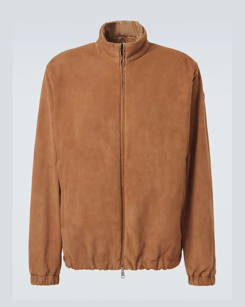 Moncler Wendbarer Jacke Turbat aus Veloursleder Braun