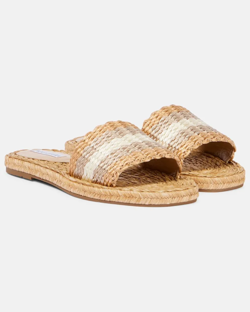 Aquazzura Pantoletten Playa aus Raffiabast Neutral