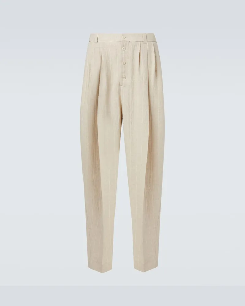 Jacquemus Weite Hose Fernando aus Baumwolle und Leinen Beige