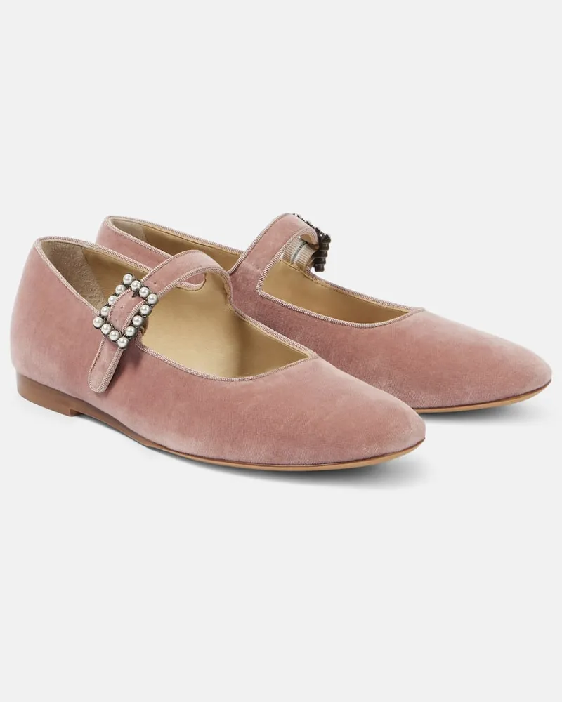 Le Monde Béryl Le Monde Béryl Mary-Jane-Ballerinas aus Samt Rosa