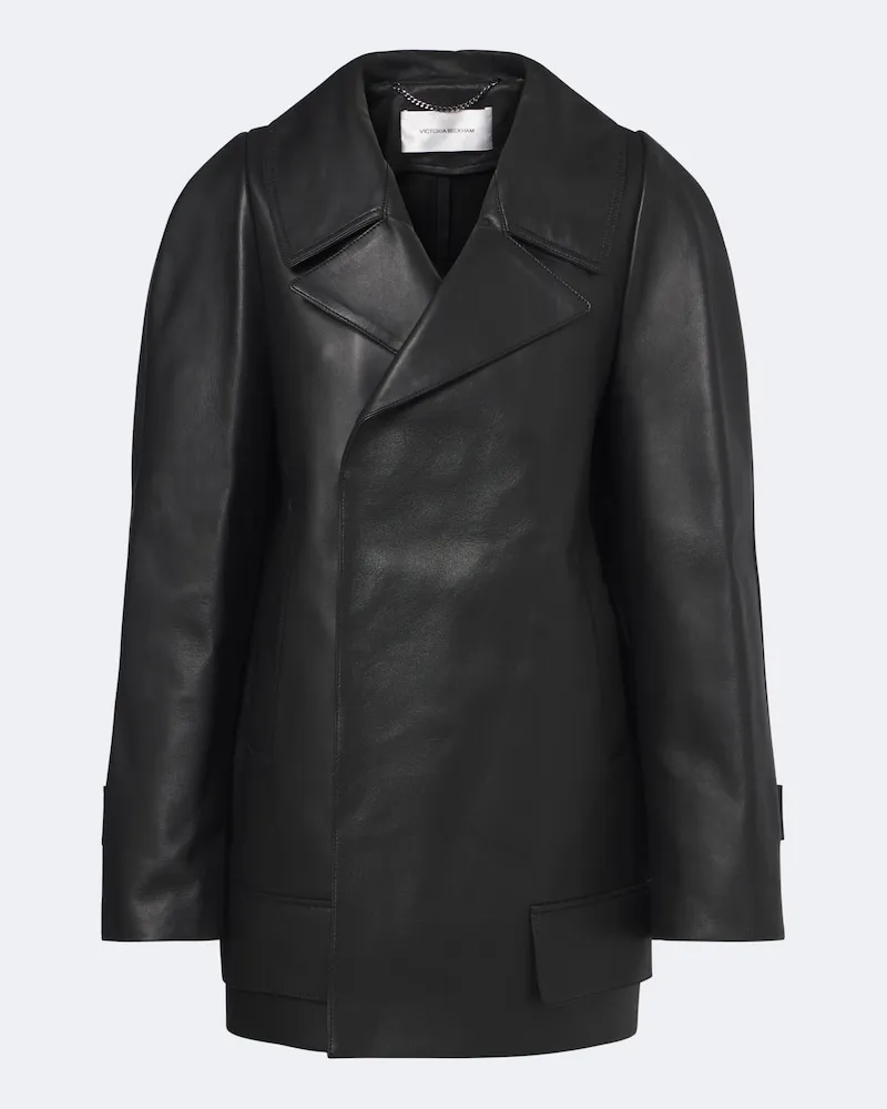Victoria Beckham Mantel aus Leder Schwarz