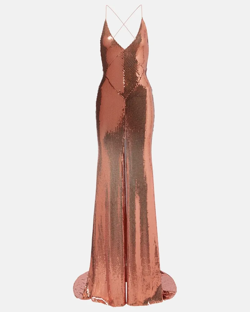 Alex Perry Robe mit Pailletten Orange