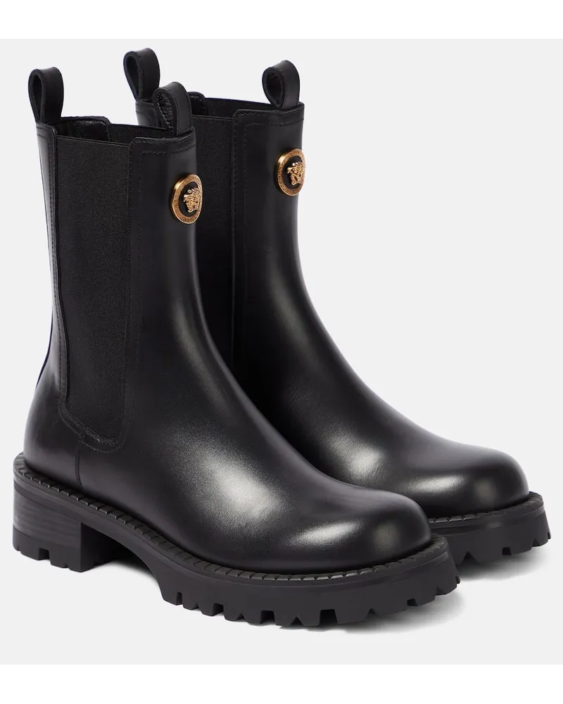 Versace Chelsea Boots Medusa aus Leder Schwarz