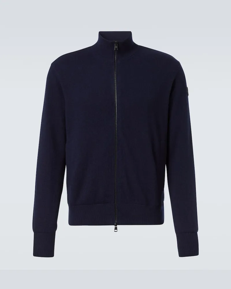Moncler Jacke aus Wolle und Kaschmir Blau