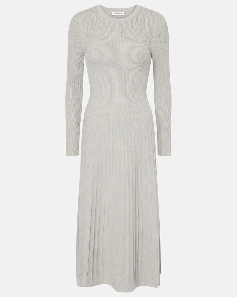 Veronica Beard Midikleid Nami aus Lamé Silber