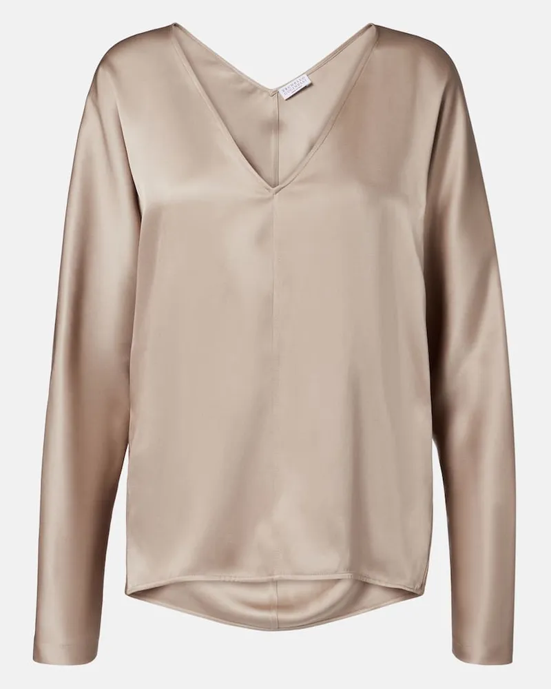 Brunello Cucinelli Bluse aus Seide Grau