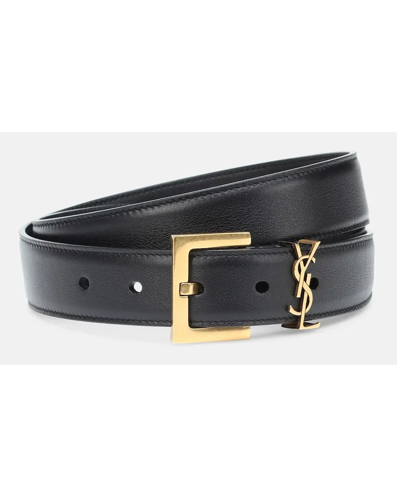 Saint Laurent Gürtel Cassandre aus Leder Schwarz