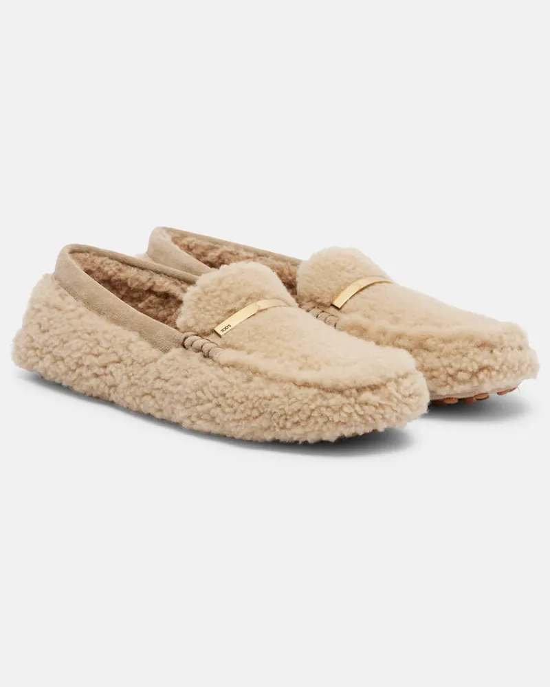 TOD'S Mokassins Gommino aus Teddyfleece Beige