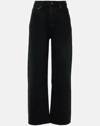 AGOLDE High-Rise Cropped Straight Jeans Ren Schwarz