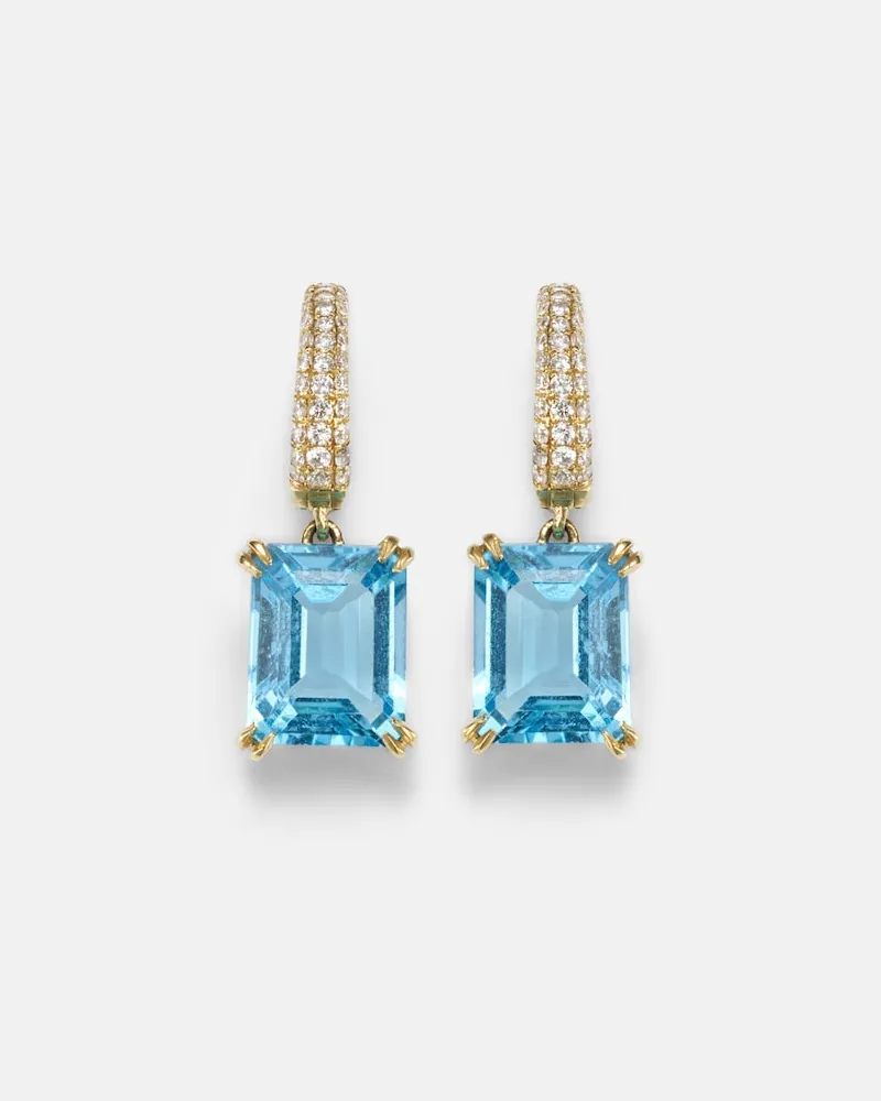 Octavia Elizabeth Ohrringe Yana Charmed Micro aus 18kt Gelbgold mit Diamanten und Topas Gold