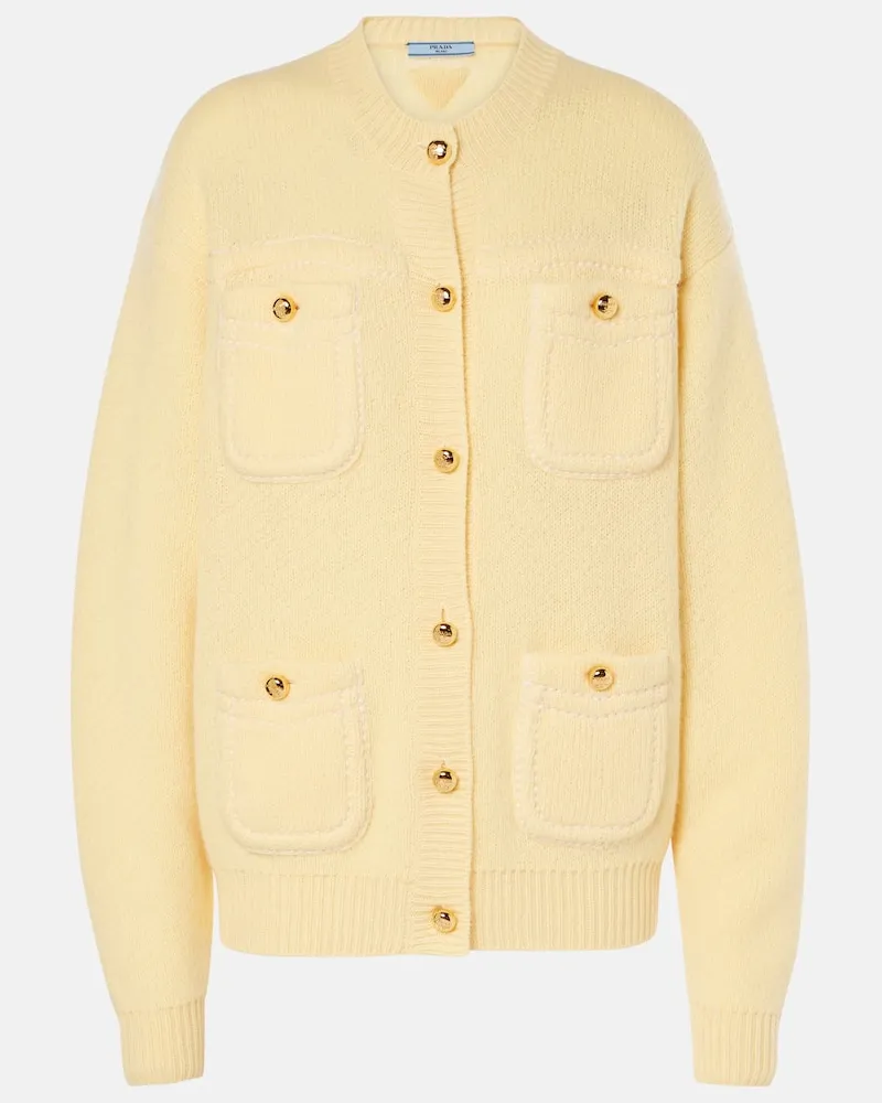 Prada Oversize-Cardigan aus Kaschmir Gelb