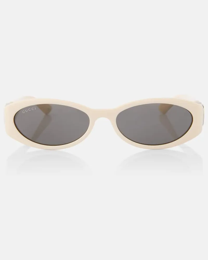 Gucci Ovale Sonnenbrille Interlocking G Weiß