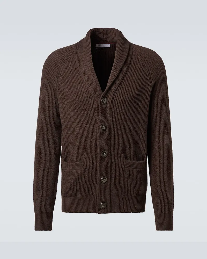 Brunello Cucinelli Cardigan aus Rippstrick Braun