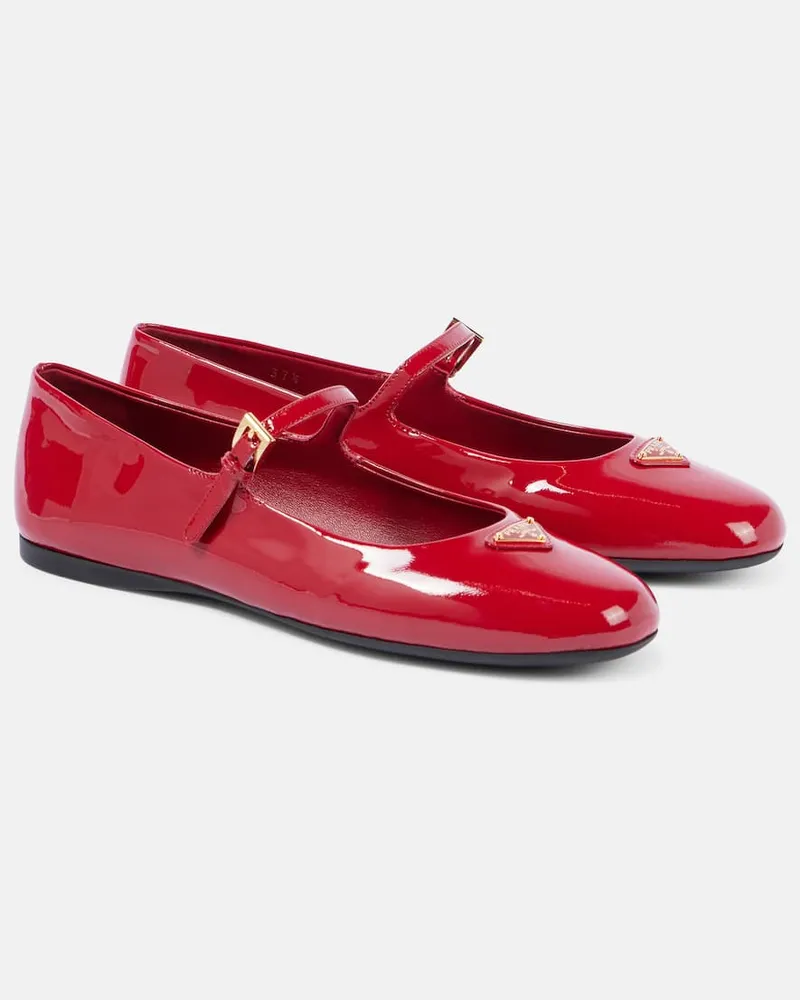 Prada Mary-Jane-Ballerinas aus Lackleder Rot