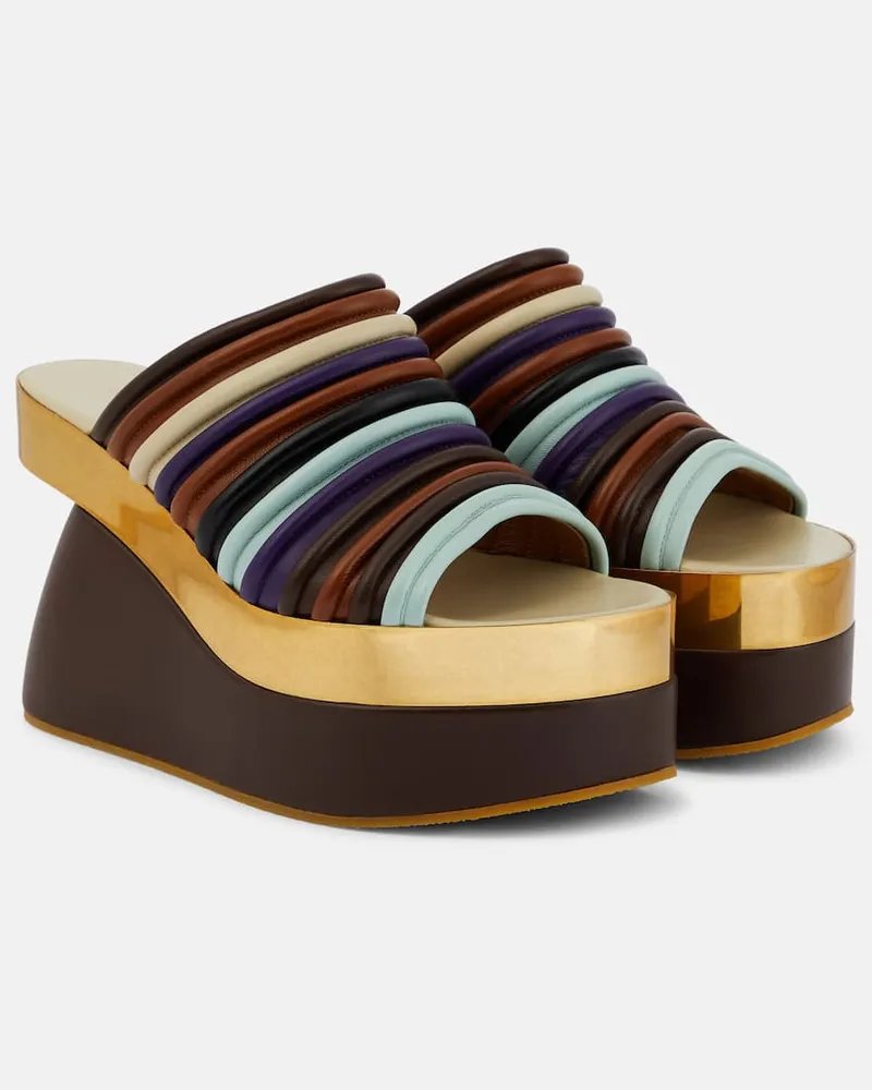 Dries van Noten Wedge-Pantoletten aus Leder Multicolor