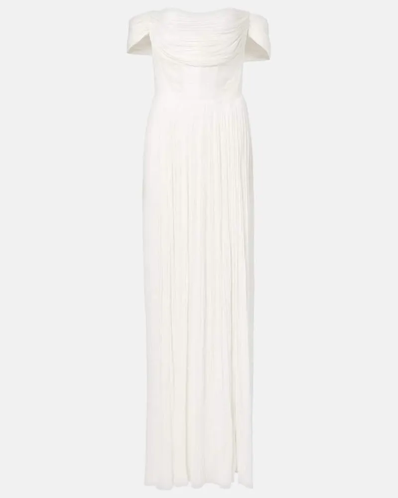 Maria Lucia Hohan Off-Shoulder-Robe Sharon aus Seide Weiß