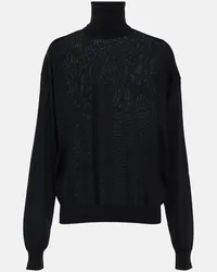 Saint Laurent Rollkragenpullover aus Schurwolle Schwarz