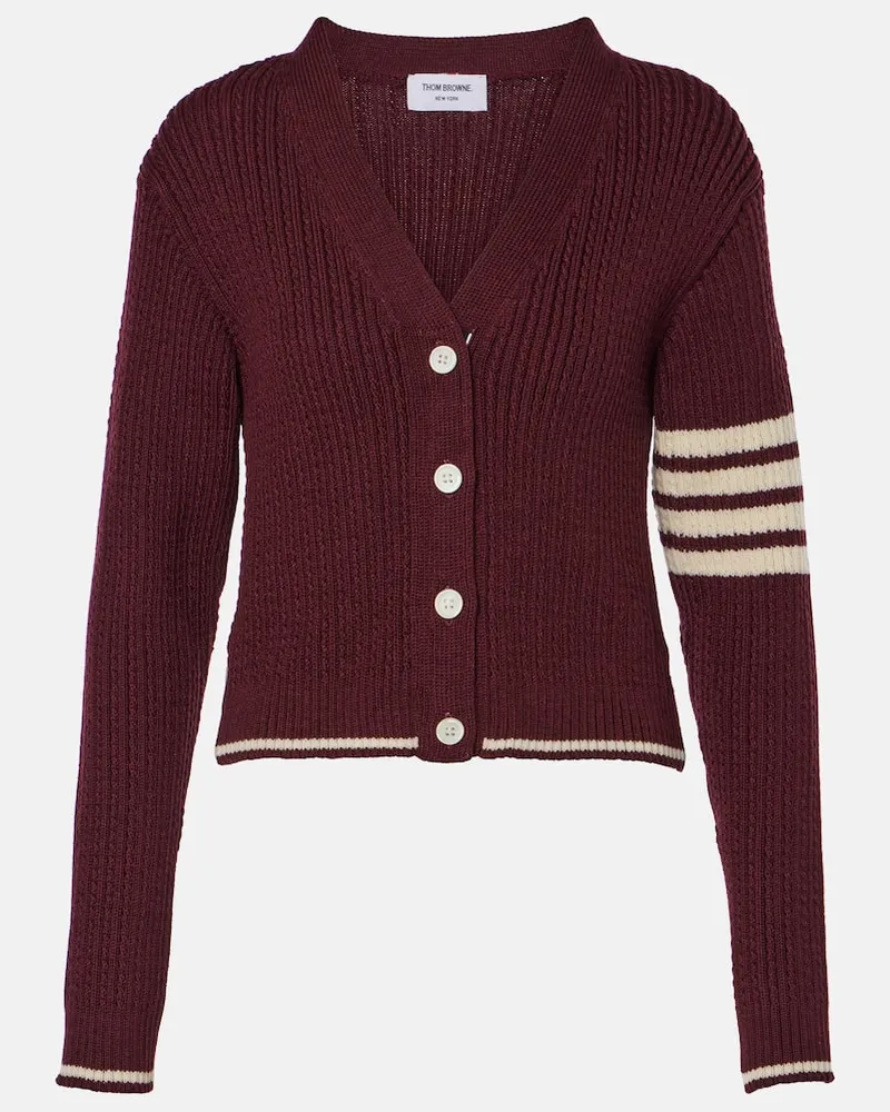 Thom Browne Cardigan 4-Bar aus Schurwolle Rot