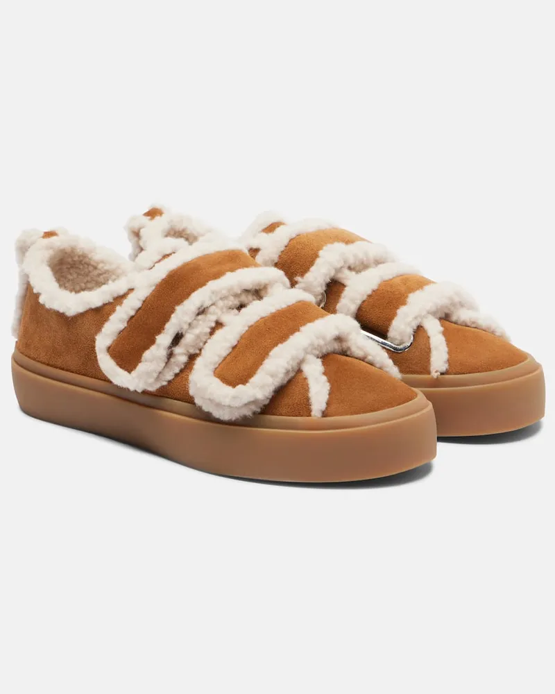 INUIKII Sneakers aus Veloursleder mit Shearling Braun