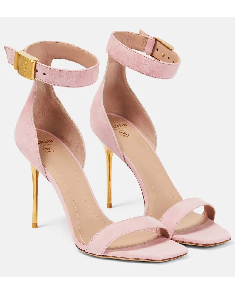 Balmain Sandalen aus Veloursleder Pink