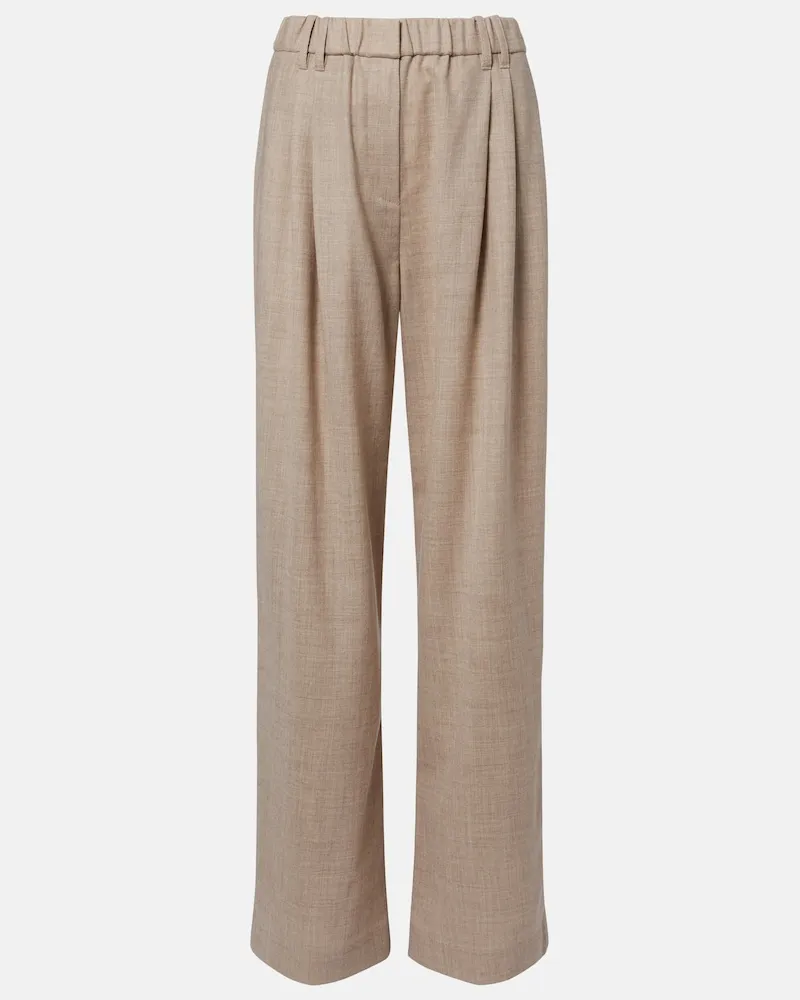 Brunello Cucinelli Weite Hose Monili aus Schurwolle Beige