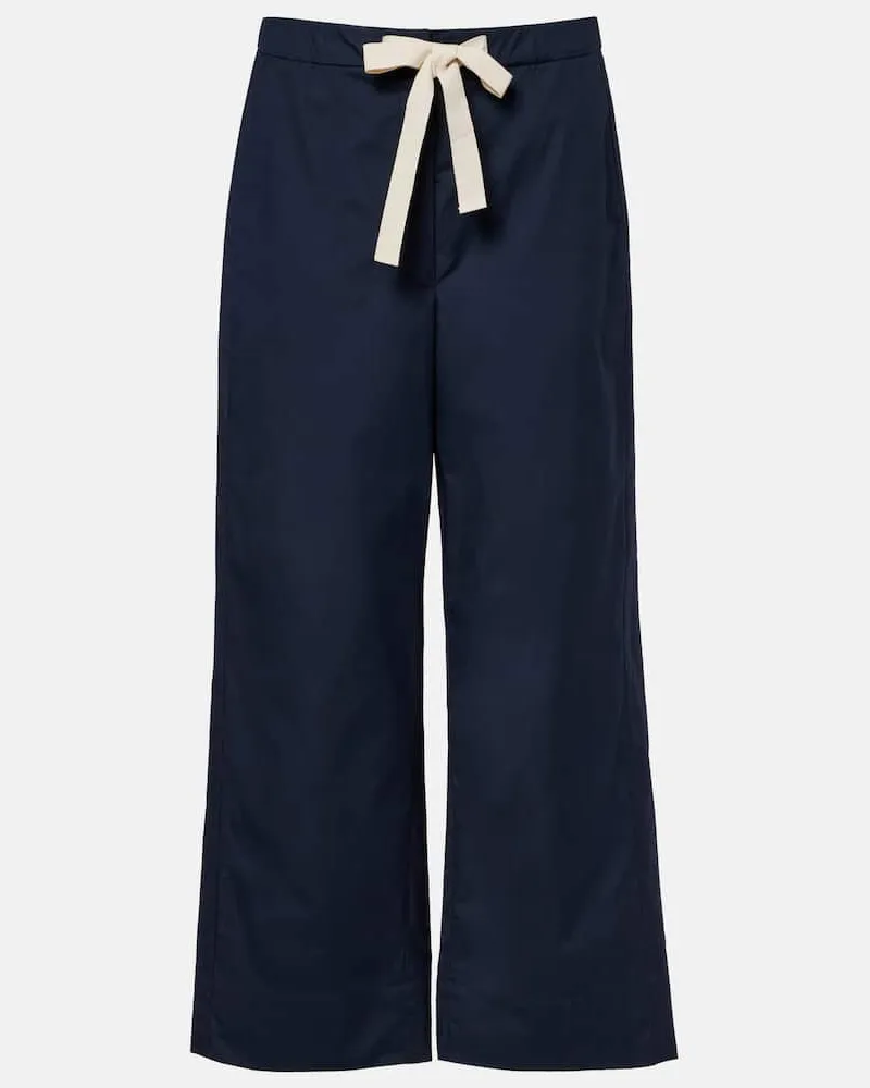 Max Mara Weite Hose Argento aus Baumwolle Blau